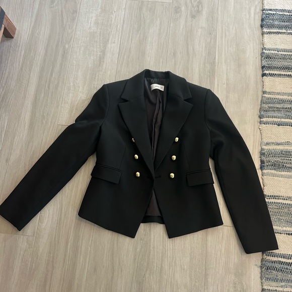 Mango Black Double-Breasted gold button Blazer - Picture 5 of 8
